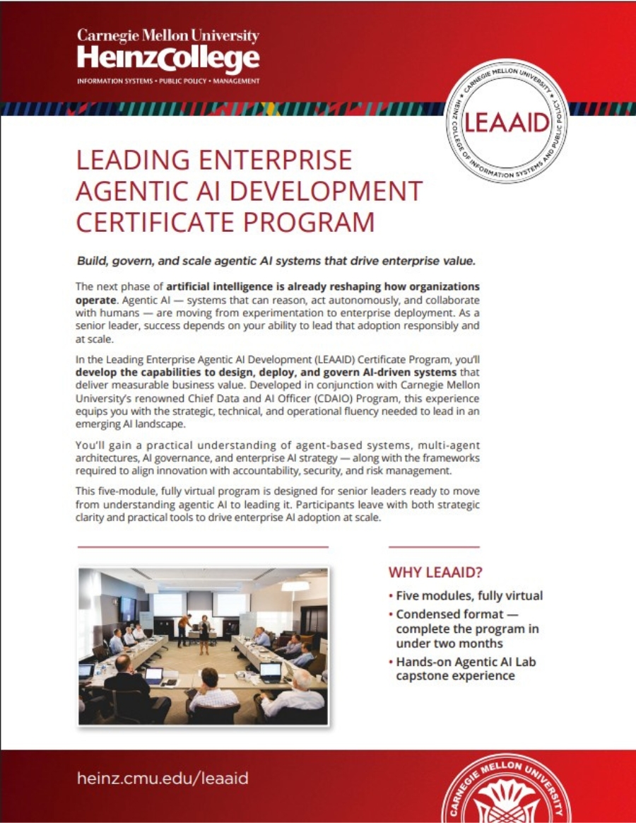 Leading Enterprise Agentic AI Development Certificate Program brochure, page 1